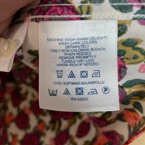 Lands' End size 12 Pink Floral Print No Iron Supima Button Down Shirt - Picture 6 of 7